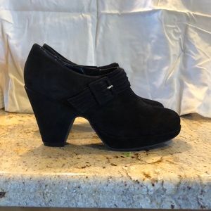 Black suede booties, super comfy